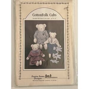 Prairie Farm Designs CottonFolk Cubs Tea-Dyed Folk Bears Handmade Craft Pattern